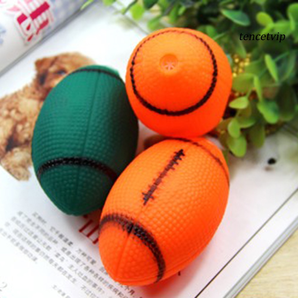 [Vip]Pet Puppy Chew Bite Rugby Ball Squeaker Squeaky Training Sound Toy Dog Gift