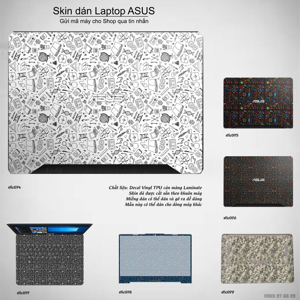 Skin dán Laptop Asus in hình Hoa văn sticker _nhiều mẫu 13 (inbox mã máy cho Shop)