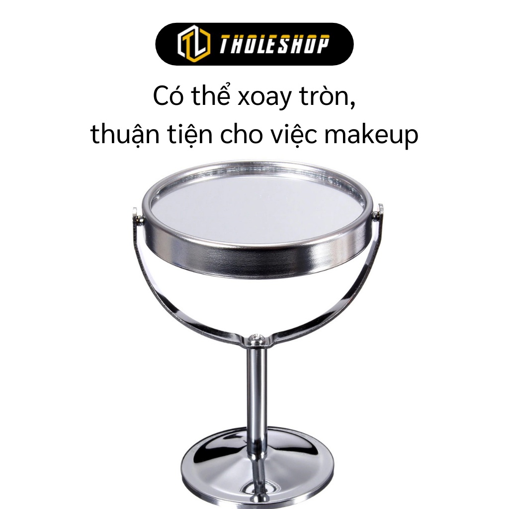 Gương Trang Điểm - Gương Tròn Để Bàn 2 Mặt Xoay 360 độ Tiện Lợi, Kính Chất Lượng 3561