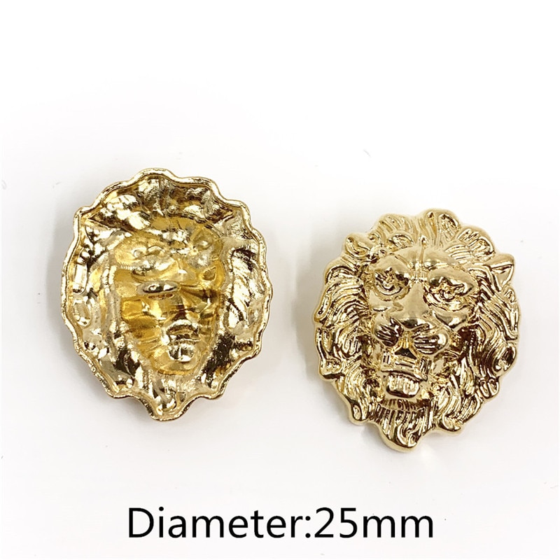Bộ 10 nút cài áo trang trí hình sư tử bằng kim loại 22mm 25mm JS-0075 JS-0077 JS-0078