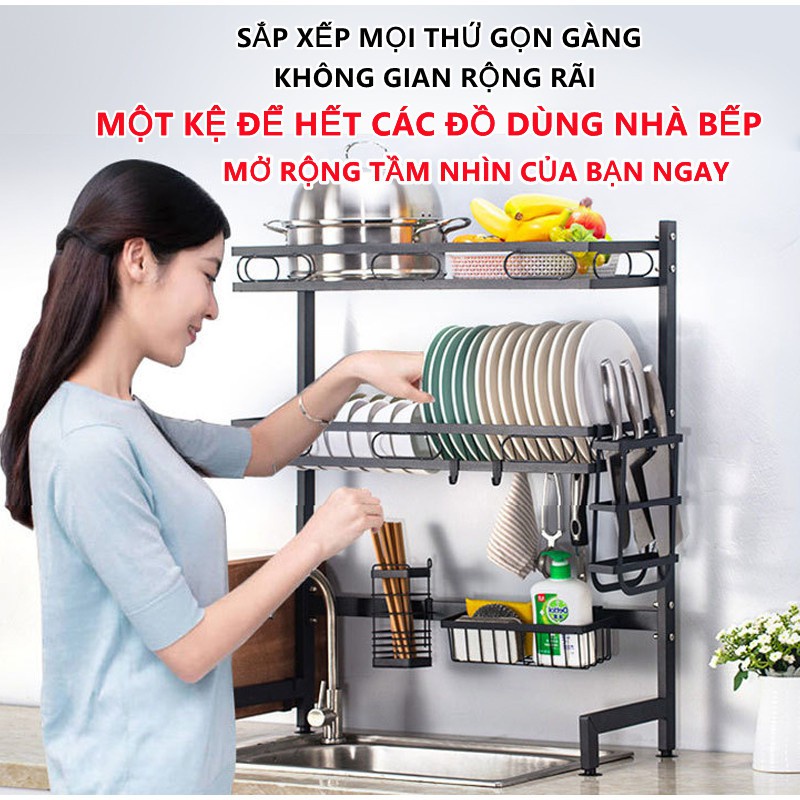 Kệ Đựng Chén Bát thông minh Rensi-Giá Để Bát Đĩa Trên Bồn Rửa Bát Full Phụ Kiện Kèm Quà Tăng