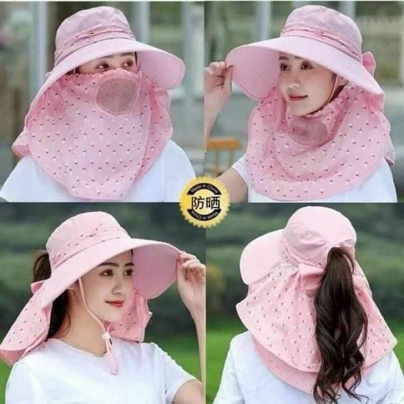 Mũ chống nắng kèm khẩu trang thông hơi