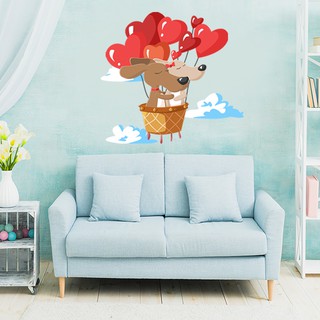 Hình Dán Tườ ng Trang Trí Phòng Khách,Trang Trí Quán,Trang Trí Phòng Ngủ | Decal Dán Tường Chủ Đề Cặp Đôi Cún Cute