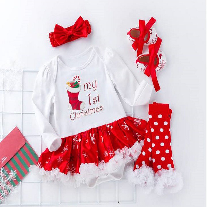 ĐỒ NOEL - BODY NOEL 4 CHI TIẾT CHO BÉ GÁI 3-13KG  .