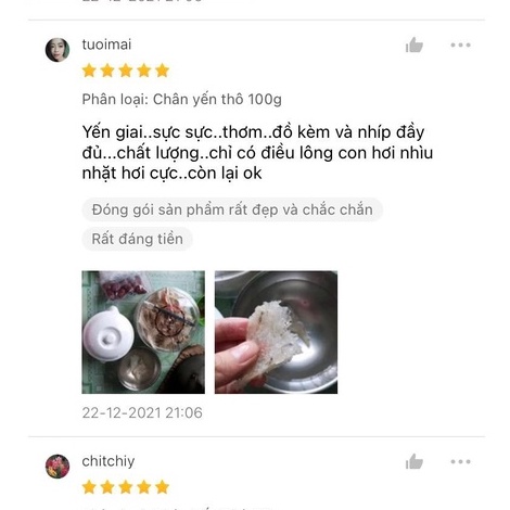 Chân Yến Thô Loại 1 Khánh Hòa 100g Yến Sào Nguyên Chất Cho Bé Yến Thô Ít Lông