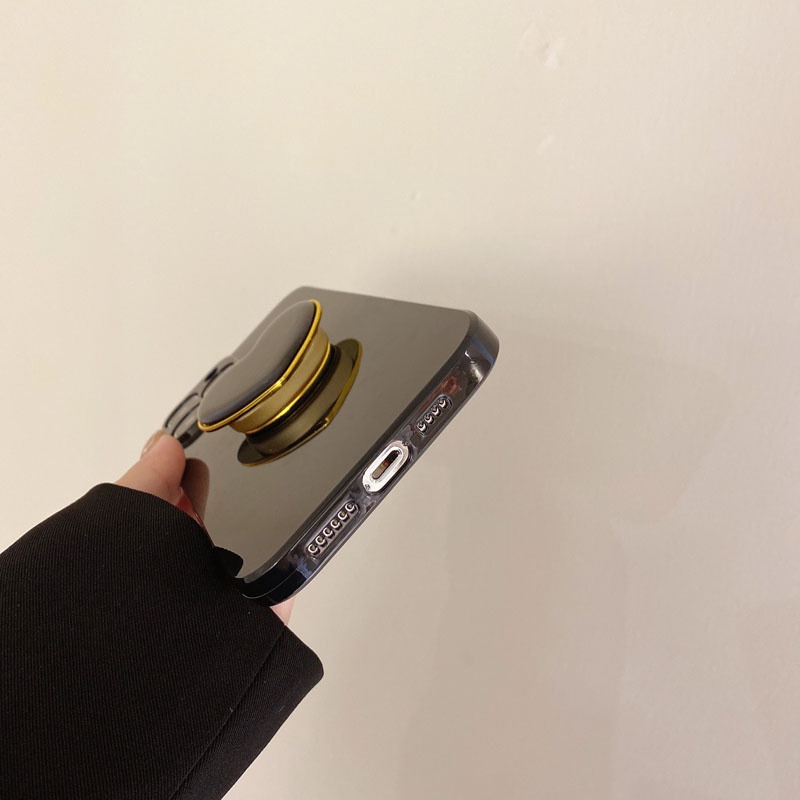 Ốp điện thoại màu đen có giá đỡ trái tim thích hợp cho iPhone 13 12 Mini 11 Pro XS Max X XR 6 6S 7 8 Plus
