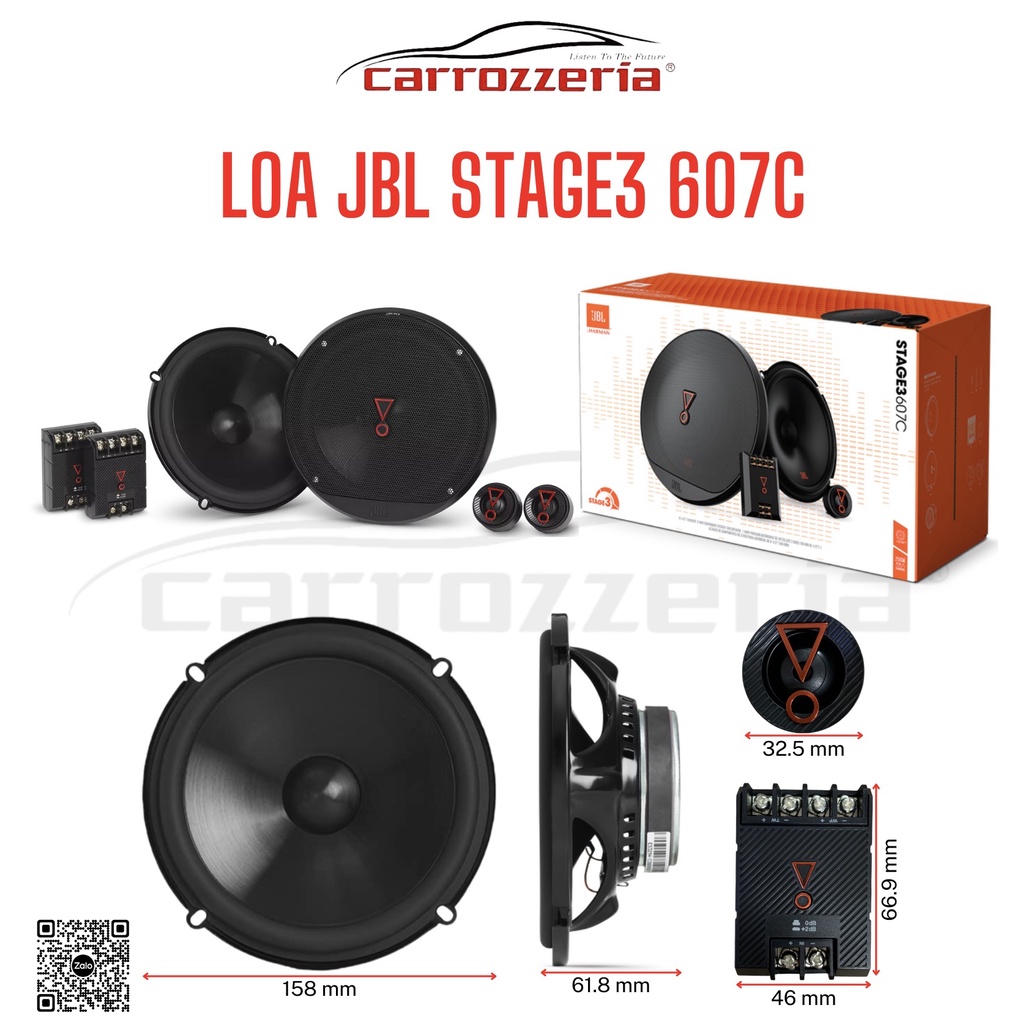 Loa cửa ô tô Loa phân tầng ô tô xe hơi JBL STAGE3 607C Công suất Max 250W