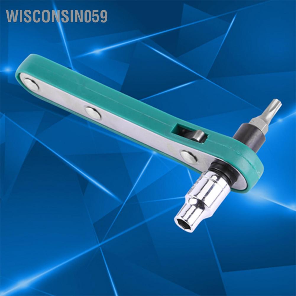 [Hàng Sẵn]  1/4 &quot;Cờ lê vặn vít Tay cầm Ratchet với ổ cắm và trình điều khiển có thể hoán đổi cho nhau 【Wisconsin059】
