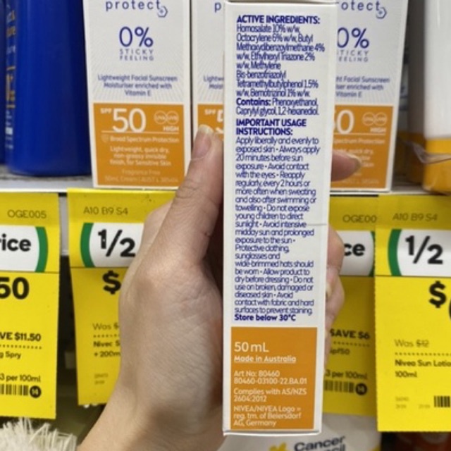 Kem chống nắng Nivea Sun Uv Face Shine Control và kem dưỡng BB Cream 50ml