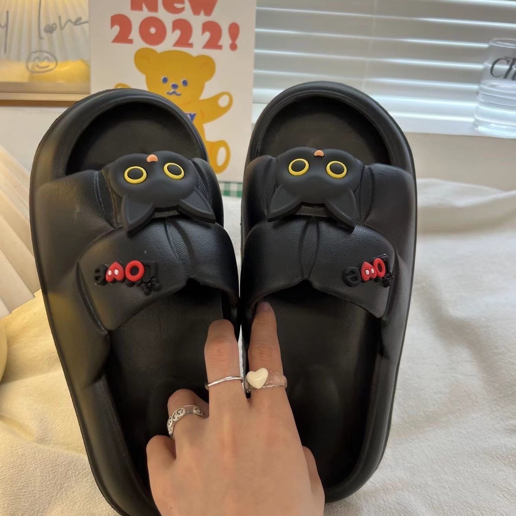 JY300-D18 MÈO DÁN Dép bánh mì đúc liền đế chẻ mềm mại êm chân kèm hình dán hoạt hình MẶT MÈO