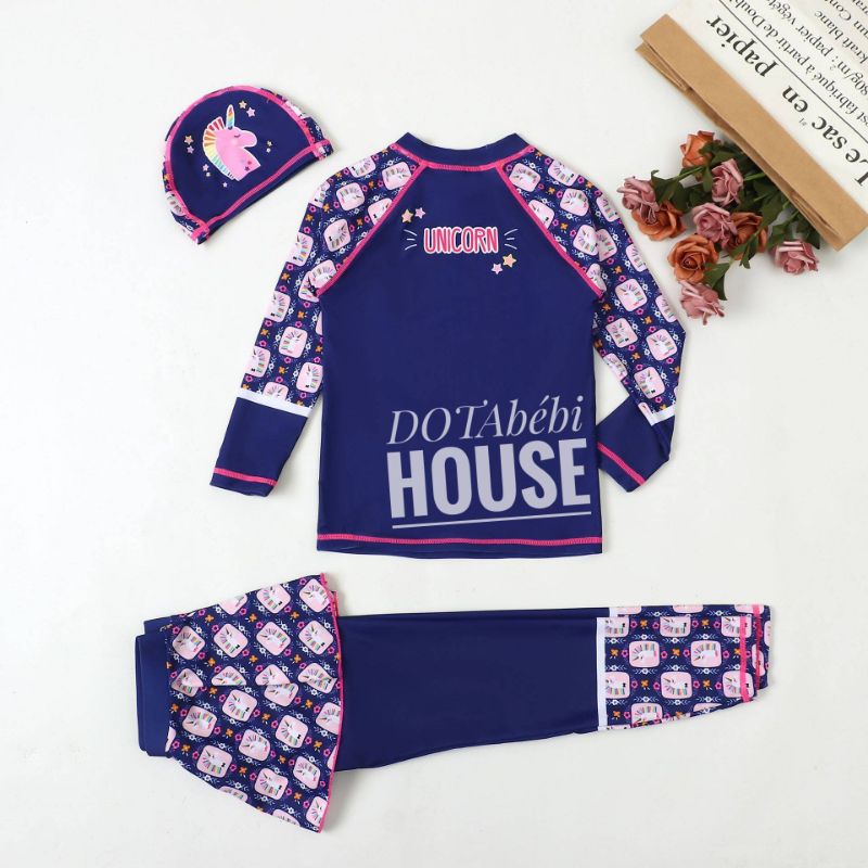 có nón Đồ bơi dài tay quần dài liền váy size đại cho bé gái mã SW0302.9323 - DOTAbébi HOUSE