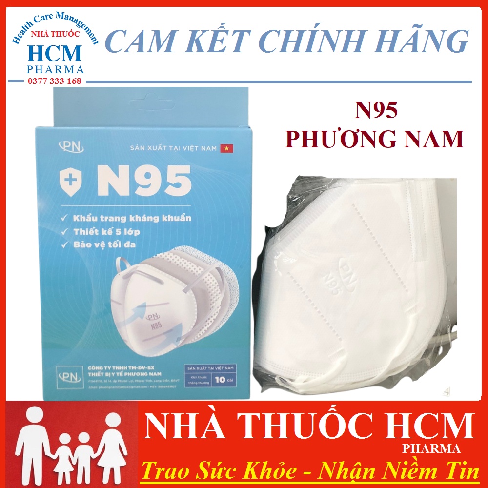 Khẩu trang N95 chính hãng 5 lớp không van Phương Nam kháng khuẩn màu trắng HCM21