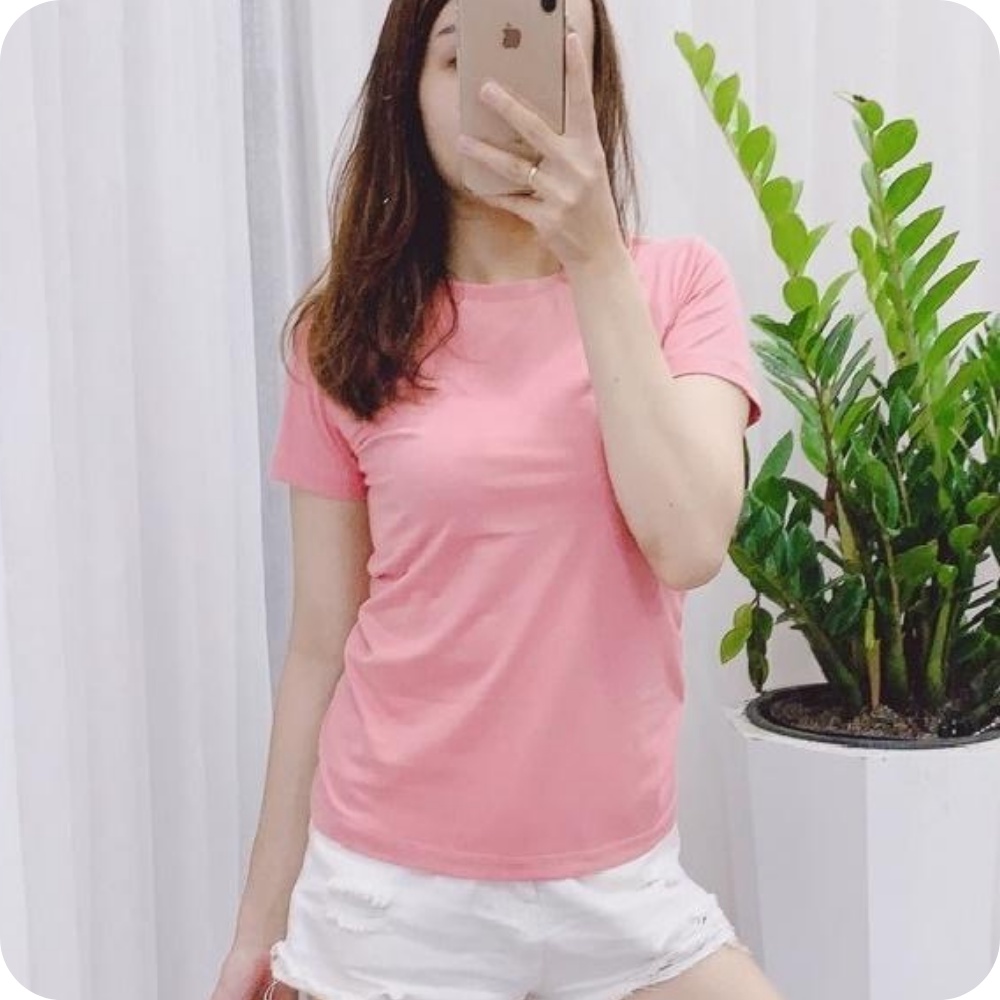 [HCM] Áo thun nữ, áo thun trơn nữ màu đỏ hồng cotton co dãn 4 chiều SKUA-42