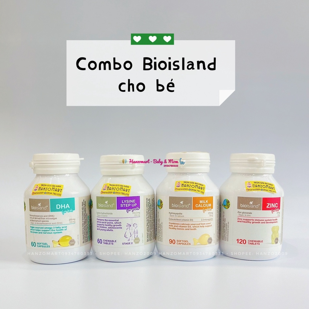 Viên Bổ sung dầu cá DHA cho bé của Úc Bio Island DHA Kids 60 viên