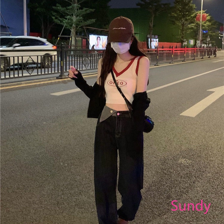 Áo Dệt Kim Hai Dây Cổ Chữ V Thời Trang Mùa Hè Cho Nữ