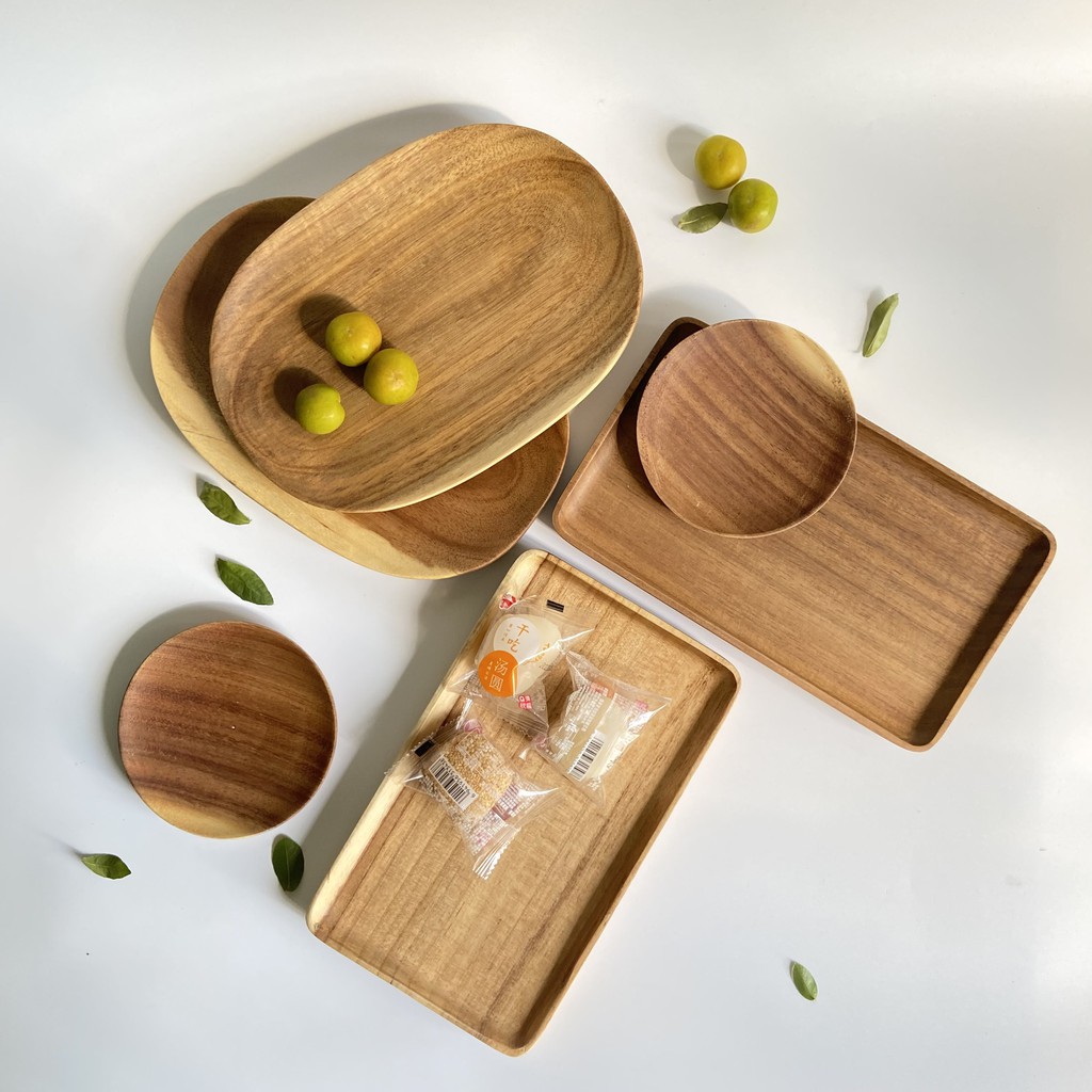 Khay, đĩa gỗ chữ nhật, oval, đựng trà, bánh, khay phục vụ , decor , trang tri Mỹ Nghệ Mart