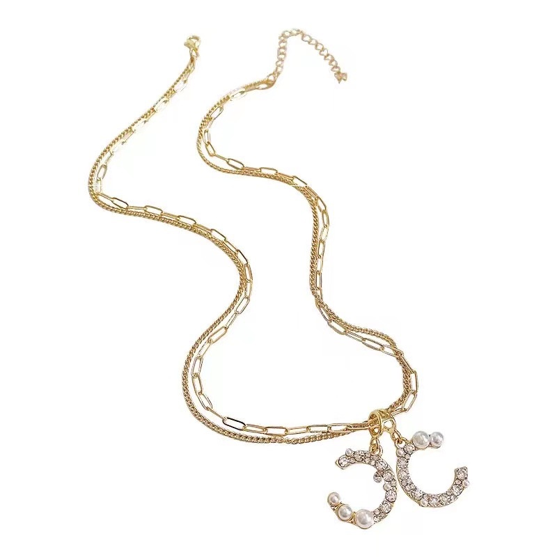 Vòng cổ Hai Lớp Đính Ngọc Trai Và Đá zircon Phong Cách Hàn Quốc