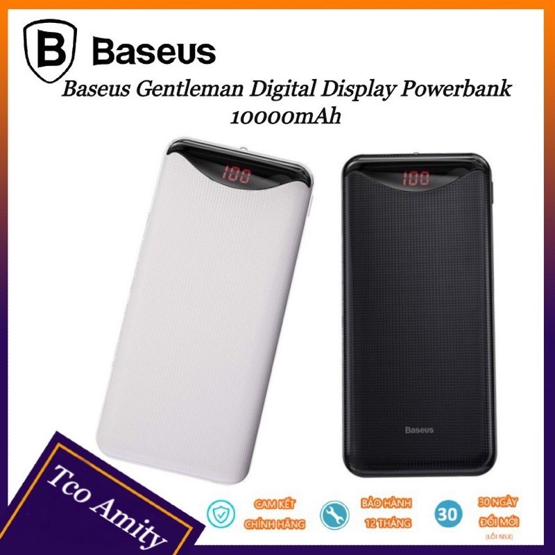 ✔XẢ KHO✔Pin sạc dự phòng cho IPhone hỗ trợ sạc nhanh siêu mỏng chính hãng Baseus Simbo Smart Power Bank 10000mAh đèn Led