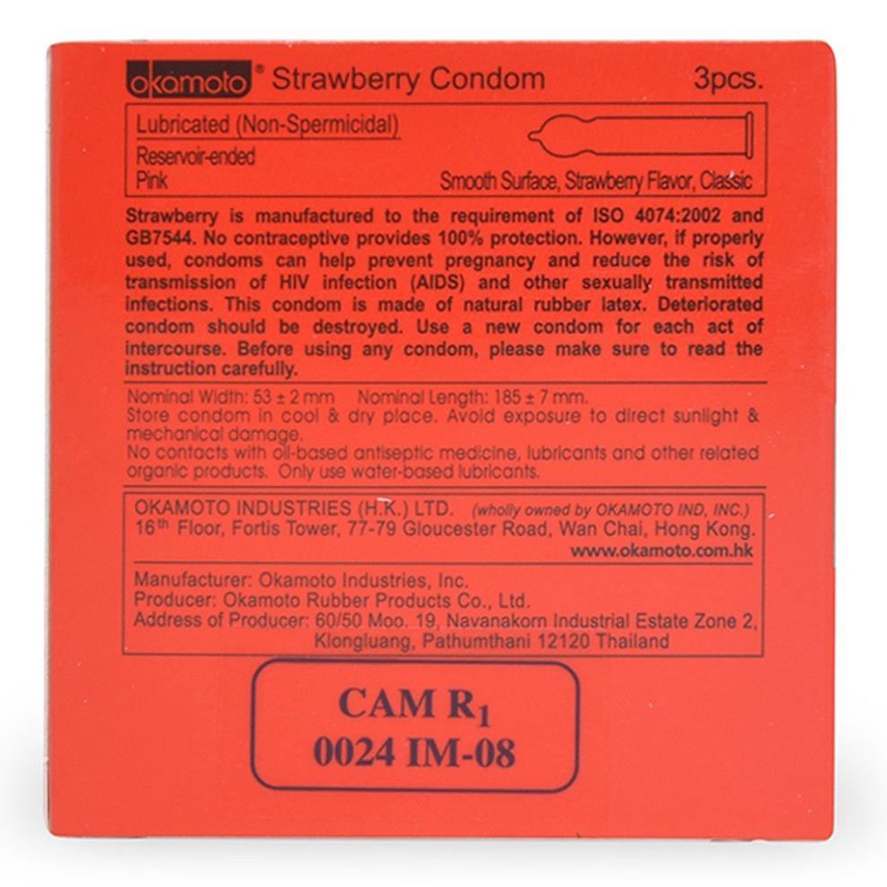 Bao Cao Su Siêu mỏng nhiều Gel Okamoto Skinless Skin Strawberry Hương Dâu  XMARVEL
