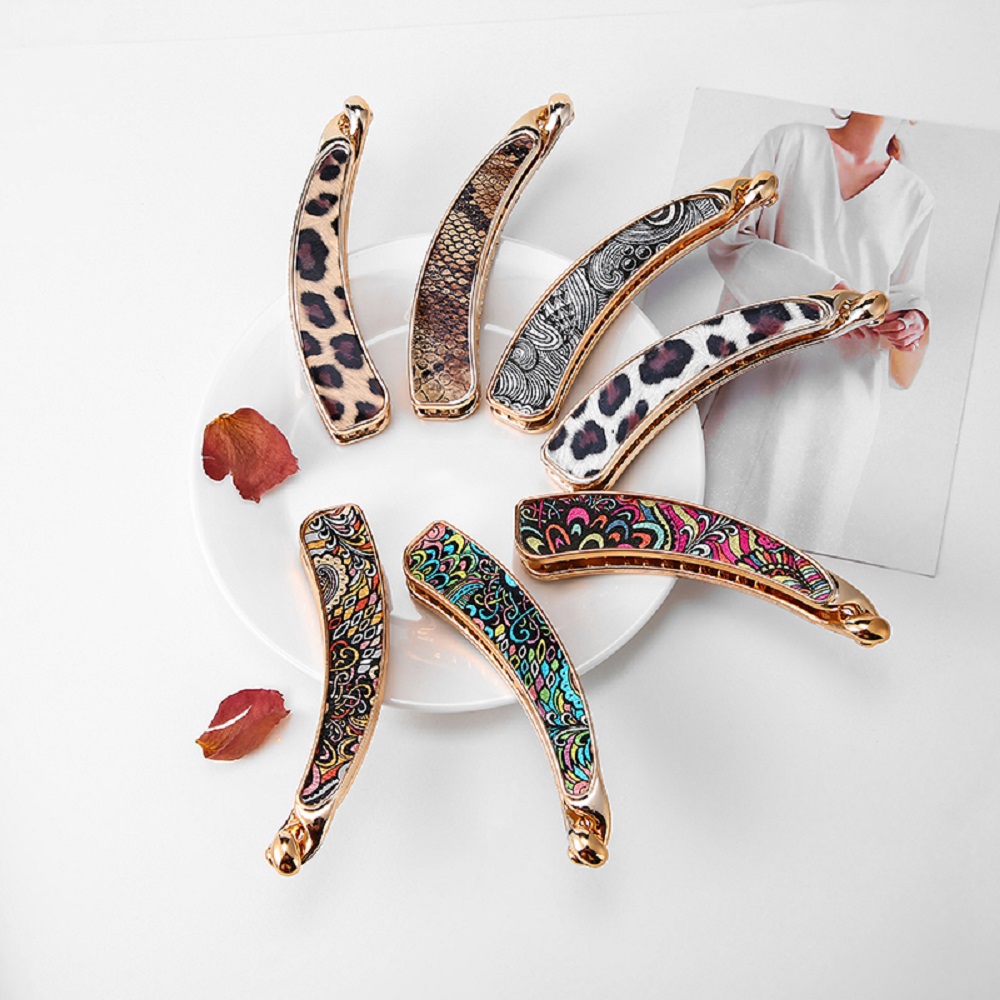 Kẹp Tóc Từ Nhựa Acrylic Họa Tiết Da Báo Thời Trang Cho Nữ