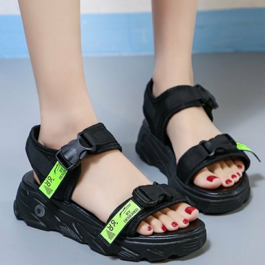 Sandal nữ quai ngang 2 màu cá tính, sandal học sinh hàng đẹp giá rẻ mã LC100