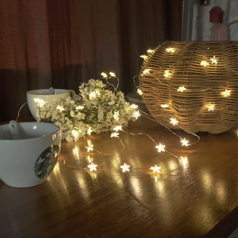 Đèn LED dây đồng hình ngôi sao trang trí nhà cửa/ tiệc cưới/ năm mới/ giáng sinh