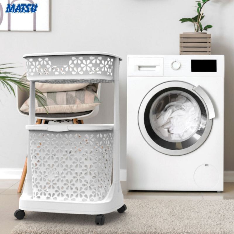 Kệ Bông - Kệ Giặt Đa Năng 2 Tầng Có Bánh Xe nhựa Duy Tân 49.5 x 32.6 x 79.4 (cm)