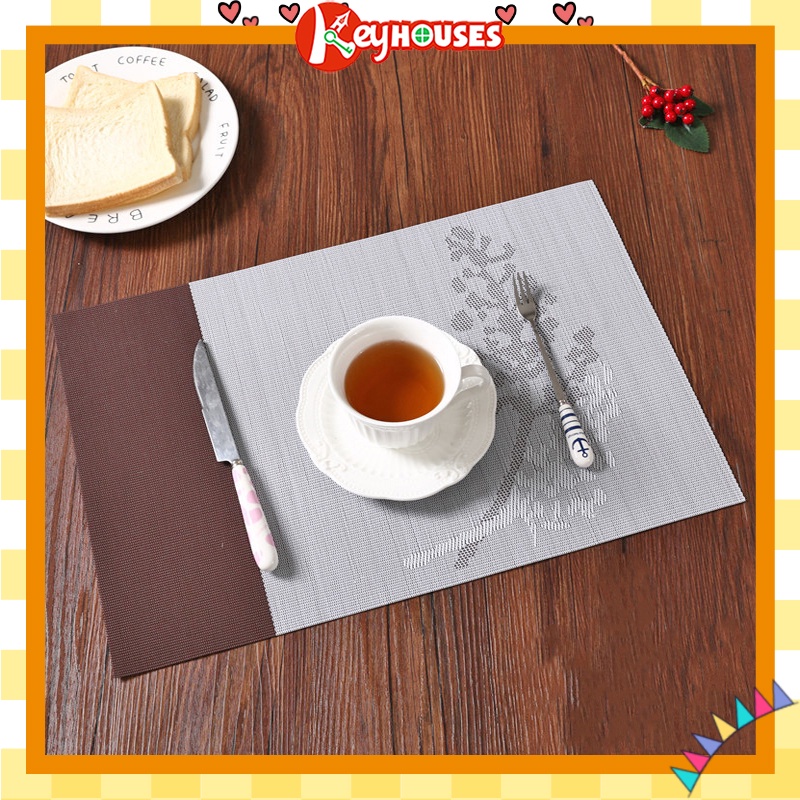 Tấm Lót Bàn Ăn Cách Nhiệt Chữ Nhật size 30x45cm Cao Cấp có sẵn 3 Màu | Nhựa PVC Miếng Trải Bàn Ăn