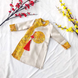 Áo dài cho bé gấm Mộc Long