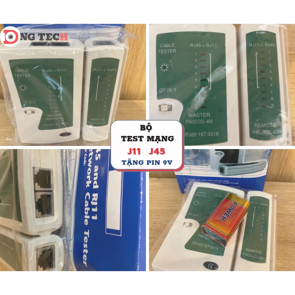 Bộ đo thông mạng, hộp test cáp mạng đa năng RJ-11 RJ-45 tặng kèm pin 9v