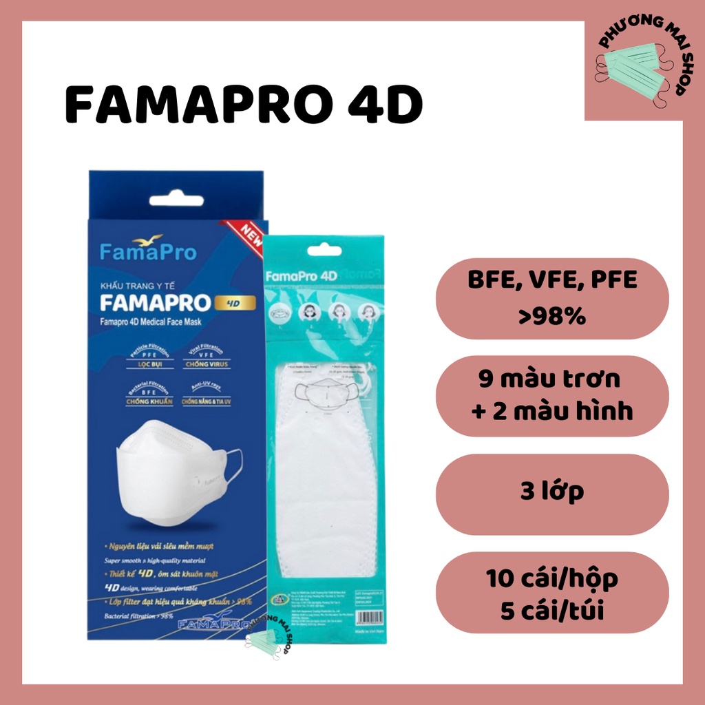 [4D MASK] Khẩu trang y tế cao cấp kháng khuẩn 3 lớp Famapro 4D