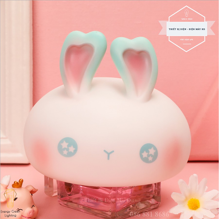 Đèn Ngủ Hình Bánh Bao - Chú Thỏ Xinh Xắn Siêu Dễ Thương - Bằng Silicone Mềm - Pin Sạc Tích Điện - Thay Đổi Nhiều Màu