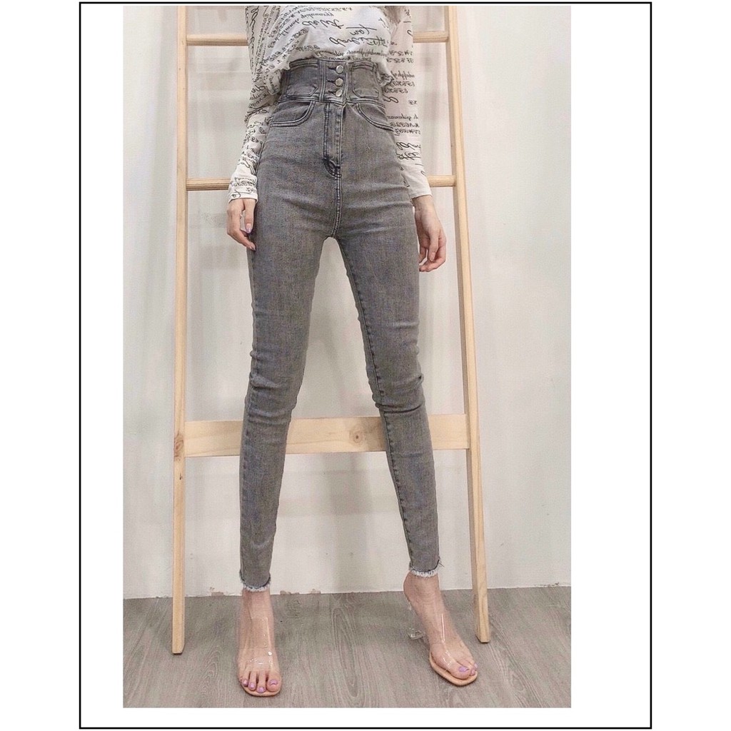 Quần jean nữ lưng siêu cao phối 3 CÚC TRƯỚC CÓ SIZE ĐẠI siêu hot VG1- 189 JLL / 8