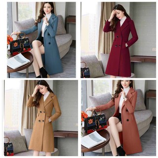 Áo Khoác Dạ Thu Đông Phôm Dài Nữ Hoàng Cổ V Cao Cấp BY4494