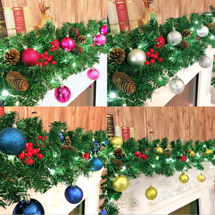 Dây thông trang trí kèm trái châu dài 2.7 mét KHÔNG KÈM ĐÈN B2