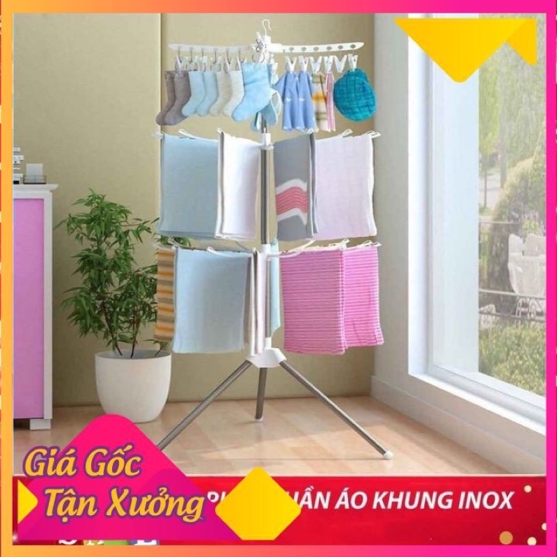 Cây phơi quần áo 3 tầng với 3 giá phơi quần áo cực kỳ chắc chắn và tiện dụng