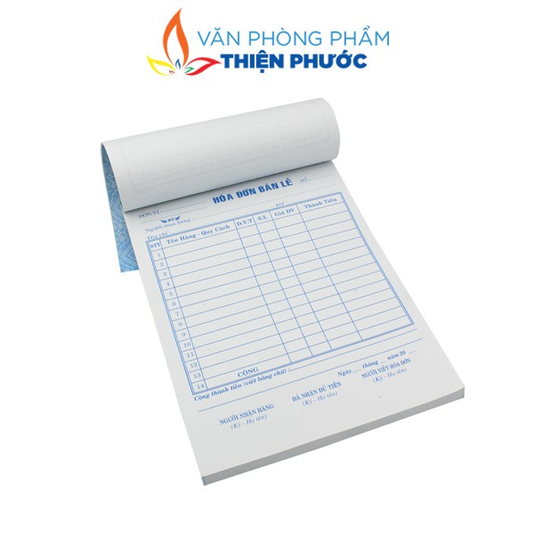 Hóa đơn bán lẻ 1 liên 2 liên 13x19mm xấp 100 tờ THIỆN PHƯỚC