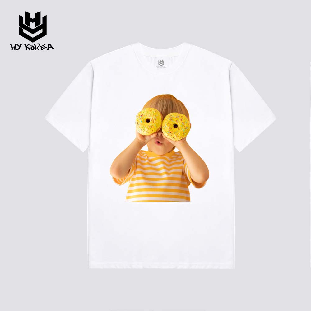 Áo Thun Form Rộng HY KOREA Cotton 100 In Hình Em Bé Áo Vàng 351