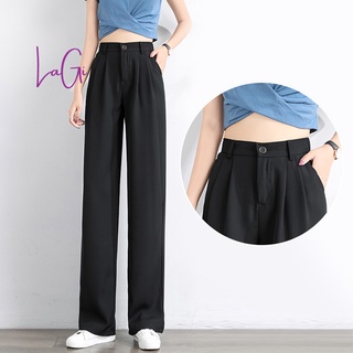 Quần tây nữ ống rộng vải cạp cao ống suông LaGi QN13