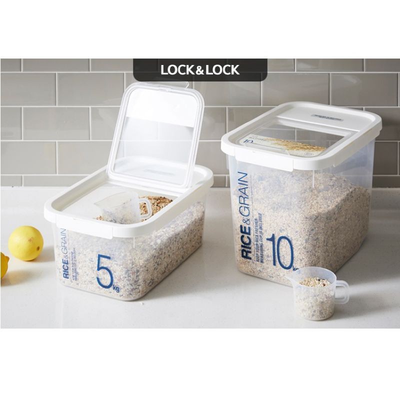 Thùng Đựng Gạo Ngũ cốc Lock&Lock 10kg có ngăn chứa túi hút ẩm HPL561