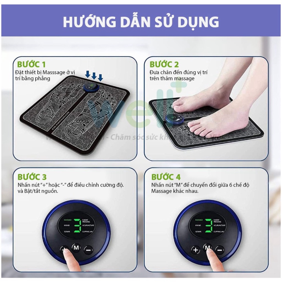 Thảm massage chân EMS FREESHIPCó Màn Hình Hiện Thị giúp lưu thông khí huyết, Giảm đau mỏi chân,Chăm sóc sức khỏe