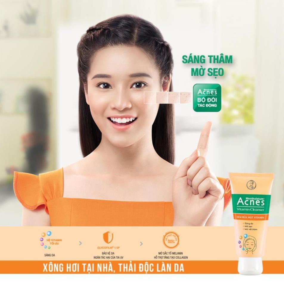 Kem Rửa Mặt Sáng Da, Mờ Sẹo Và Vết Thâm Vitamin Acnes Vitamin Cleanser 100g (Vàng)