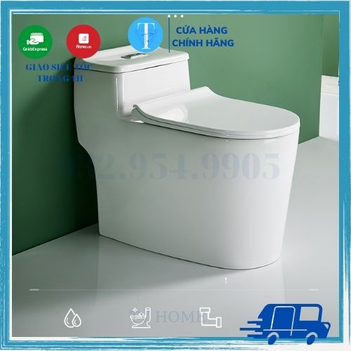 Bệt bồn cầu liền khối R65 cao cấp chính hãng TV HOME, bảo hành chất men 10 năm