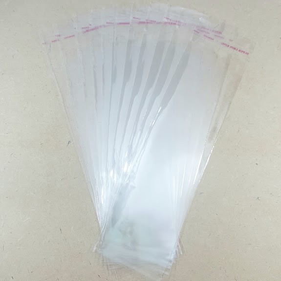 100g (~120cái) Túi Opp dán mép 6x20cm (+4) - Túi nilon băng keo dán miệng