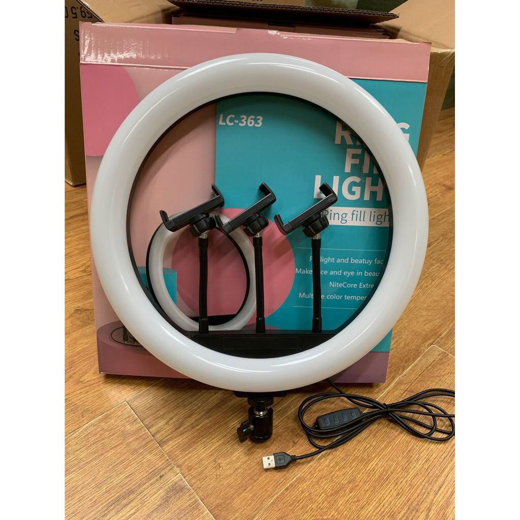 Đèn livestream bán hàng size 26/33/36cm 3 chế độ sáng, chân sắt 2M, Đèn live stream đa năng