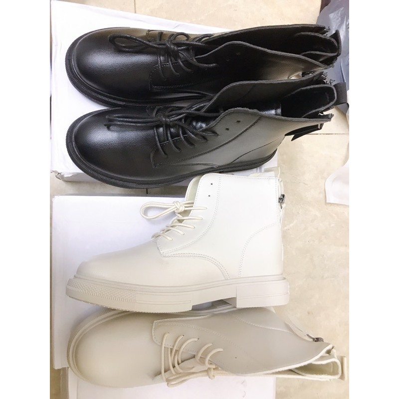 (Sẵn hàng) Bốt Cổ Lửng Buộc Dây , Giày Martin cao cổ, hai khoá kéo sau gót, chất da mềm, đế dẻo( Video +Ảnh Thật) | BigBuy360 - bigbuy360.vn