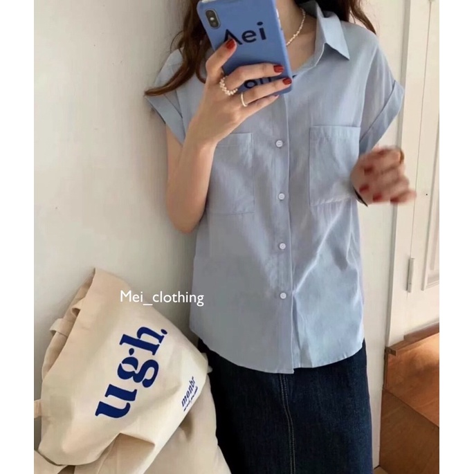 [Ảnh thật/video] Áo sơmi SÁT NÁCH 2 túi ngực chất voan trượt thanh lịch A30