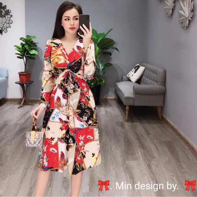 XẢ HÀNG - VÁY RÚT HOẠ TIẾT CHẤT ĐẸP MS22104