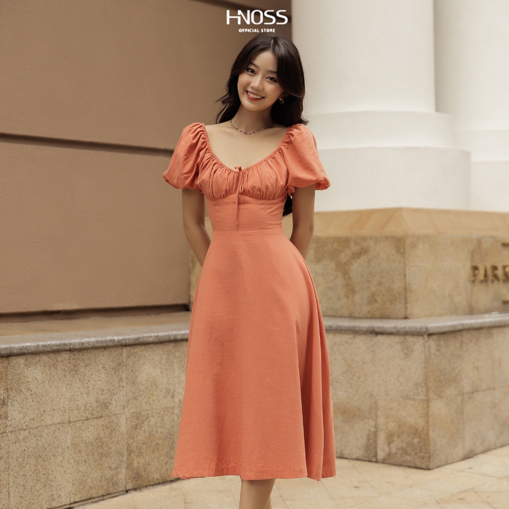 Đầm Xoè Nữ Thời Trang HNOSS Tay Bồng HNDLU041