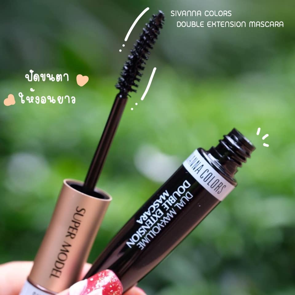 [HCM] Mascara 2 Đầu Nâu - Đen Chống Thấm Nước Sivanna Colors Super Model 2in1 Double Extension Mascara HF901